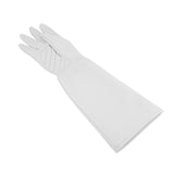 Rose Pruning Gardening Leather Gloves Wearproof Puncture Proof Long Work Glove(White M)