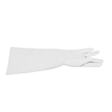Rose Pruning Gardening Leather Gloves Wearproof Puncture Proof Long Work Glove(White M)