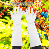 Rose Pruning Gardening Leather Gloves Wearproof Puncture Proof Long Work Glove(White M)