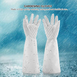 Rose Pruning Gardening Leather Gloves Wearproof Puncture Proof Long Work Glove(White M)