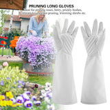 Rose Pruning Gardening Leather Gloves Wearproof Puncture Proof Long Work Glove(White M)