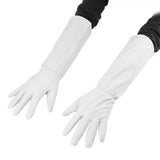 Rose Pruning Gardening Leather Gloves Wearproof Puncture Proof Long Work Glove(White M)