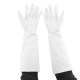 Rose Pruning Gardening Leather Gloves Wearproof Puncture Proof Long Work Glove(White M)