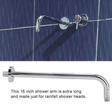 Extra Long Stainless Steel Shower Rain Head Arm Replacement Flange Set Wall Fixed Chrome Finish
