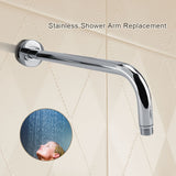 Extra Long Stainless Steel Shower Rain Head Arm Replacement Flange Set Wall Fixed Chrome Finish