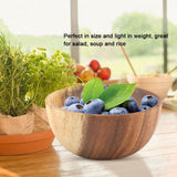Solid Acacia Wooden Bowl for Salad Soup Rice Hand Made Wooden Bowl Kitchen Utensils (16*7cm)