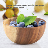 Solid Acacia Wooden Bowl for Salad Soup Rice Hand Made Wooden Bowl Kitchen Utensils (16*7cm) In Australia - Darrahopens