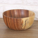 Solid Acacia Wooden Bowl for Salad Soup Rice Hand Made Wooden Bowl Kitchen Utensils (16*7cm)