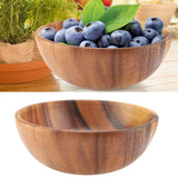 Solid Acacia Wooden Bowl for Salad Soup Rice Hand Made Wooden Bowl Kitchen Utensils (20*7cm)