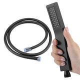 Matte Black Brass Square Handheld Shower Head Bathroom Sprayer Handshower with Hose