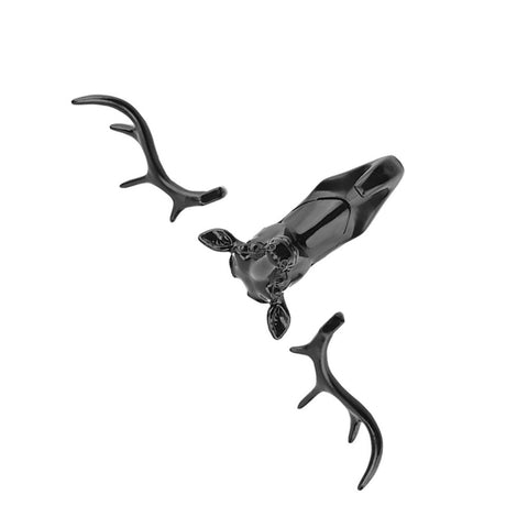 Animals Deer Head Hook Hanger Rack Holder Wall Mount for Home Room Decor(Black) In Australia - Darrahopens
