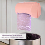 Back Adhesive Wall Mount Trash Garbage Plastic Bag Storage Box Organizer Pink