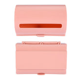 Back Adhesive Wall Mount Trash Garbage Plastic Bag Storage Box Organizer Pink
