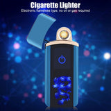 USB Rechargeable Electronic Windproof Touch Switch Portable Cigarette Lighter (Blue)
