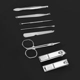 8 Pcs Stainless Steel Nail Scissors Cutter Clippers Set Fingernail Toenail (Black)