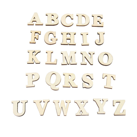 Wooden Self adhesive Numbers Letters for DIY Art Crafts Decor Children Gift (Letters A-Z)