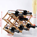Foldable Wooden Wine Rack Organizer Display Shelf 10 Bottles Capacity