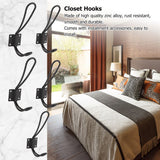 Vintage Style Double Coat Hat Hooks Closet Hanger Organizer (5PCS Black L) In Australia - Darrahopens