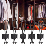 Vintage Style Double Coat Hat Hooks Closet Hanger Organizer (5PCS Black L)