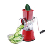 Manual Rotary Drum Grater Stainless Steel Cheese Grater Vegetables Cutter Slicing Tool Shredder Red