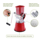 Manual Rotary Drum Grater Stainless Steel Cheese Grater Vegetables Cutter Slicing Tool Shredder Red
