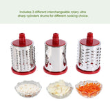 Manual Rotary Drum Grater Stainless Steel Cheese Grater Vegetables Cutter Slicing Tool Shredder Red