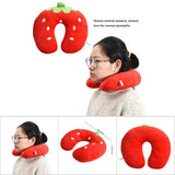 Soft Cotton U shaped Pillow for Baby Kids Travel Car Seat Neck Rest (Strawberry)