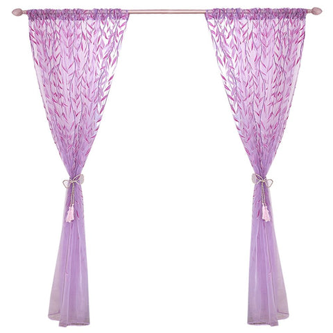 100 x 200 cm Wicker Print Sheer Vintage Embroidery Voile Window Panels for Bedroom Purple In Australia - Darrahopens