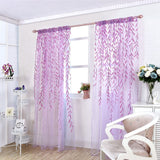 100 x 200 cm Wicker Print Sheer Vintage Embroidery Voile Window Panels for Bedroom Purple In Australia - Darrahopens