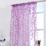 100 x 200 cm Wicker Print Sheer Vintage Embroidery Voile Window Panels for Bedroom Purple