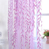100 x 270 cm Wicker Print Sheer Vintage Embroidery Voile Window Panels for Bedroom Purple