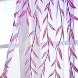 100 x 270 cm Wicker Print Sheer Vintage Embroidery Voile Window Panels for Bedroom Purple