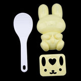 3pcs Food grade PP Cartoon Rabbit Model Sushi Rice Mold DIY Handicraft Onigiri Make Tool(Yellow In Australia - Darrahopens