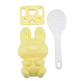 3pcs Food grade PP Cartoon Rabbit Model Sushi Rice Mold DIY Handicraft Onigiri Make Tool(Yellow In Australia - Darrahopens