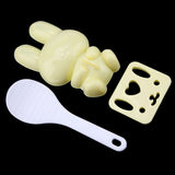 3pcs Food grade PP Cartoon Rabbit Model Sushi Rice Mold DIY Handicraft Onigiri Make Tool(Yellow In Australia - Darrahopens