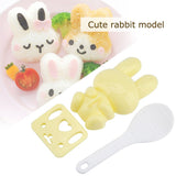 3pcs Food grade PP Cartoon Rabbit Model Sushi Rice Mold DIY Handicraft Onigiri Make Tool(Yellow In Australia - Darrahopens