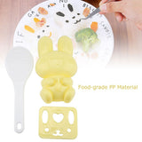 3pcs Food grade PP Cartoon Rabbit Model Sushi Rice Mold DIY Handicraft Onigiri Make Tool(Yellow In Australia - Darrahopens