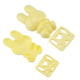 3pcs Food grade PP Cartoon Rabbit Model Sushi Rice Mold DIY Handicraft Onigiri Make Tool(Yellow