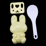 3pcs Food grade PP Cartoon Rabbit Model Sushi Rice Mold DIY Handicraft Onigiri Make Tool(Yellow In Australia - Darrahopens