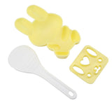 3pcs Food grade PP Cartoon Rabbit Model Sushi Rice Mold DIY Handicraft Onigiri Make Tool(Yellow