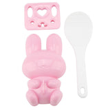 3pcs Food grade PP Cartoon Rabbit Model Sushi Rice Mold DIY Handicraft Onigiri Make Tool(Pink)