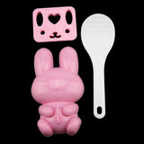 3pcs Food grade PP Cartoon Rabbit Model Sushi Rice Mold DIY Handicraft Onigiri Make Tool(Pink)