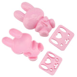 3pcs Food grade PP Cartoon Rabbit Model Sushi Rice Mold DIY Handicraft Onigiri Make Tool(Pink)