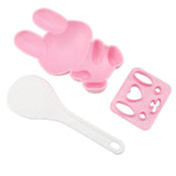3pcs Food grade PP Cartoon Rabbit Model Sushi Rice Mold DIY Handicraft Onigiri Make Tool(Pink)