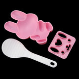 3pcs Food grade PP Cartoon Rabbit Model Sushi Rice Mold DIY Handicraft Onigiri Make Tool(Pink)
