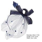 Wedding Women Net Mesh Bridal Face Veil Hats Brides Fascinator Headwear Hair Accessory(Navy)