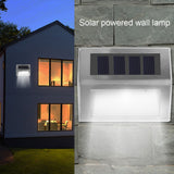 Stainless Steel 3LED Solar Power Wall Lamp Walkway Waterproof Landscape Light(White Light)
