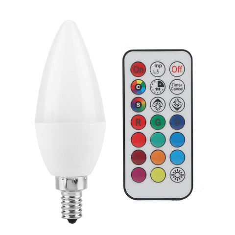 3W Multi Color Changing LED Candle Light Bulb AC85-265V with Remote Control(E12RGB+Warm White) In Australia - Darrahopens