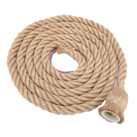 2m E27 Vintage Hemp Rope Ceiling Light Base Pendant Lamp Bulb Holder 85-265V (1*holder)
