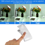 Rechargeable Clip on Clamp LED Lights Desk Table Lamp Eye Care for Reading Study Lighting